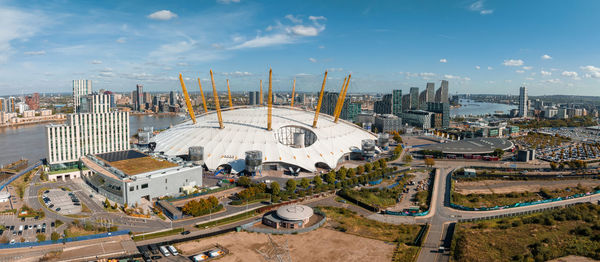 Aerial view of the millennium dome in london.