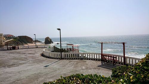 Scenic view of sea against clear sky