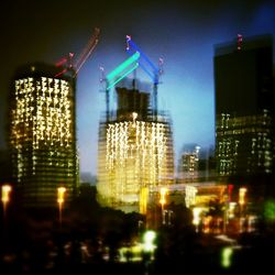 Illuminated city at night