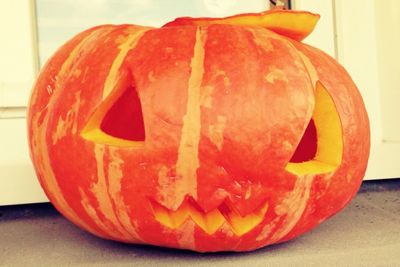 Close-up of pumpkin on white background