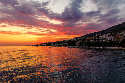 Scenic view of sea against sky during sunset