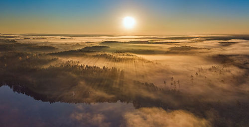 Scenic view of landscape against sky during sunset