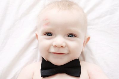 Close-up portrait of cute baby boy