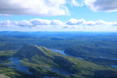 Aerial view of landscape against cloudy sky