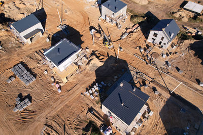 High angle view of buildings in town