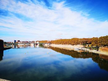 Scenic view of lake against sky