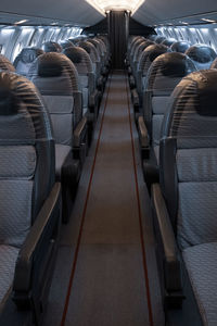 Empty seats in airplane