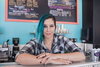 Young woman at ice cream shop.