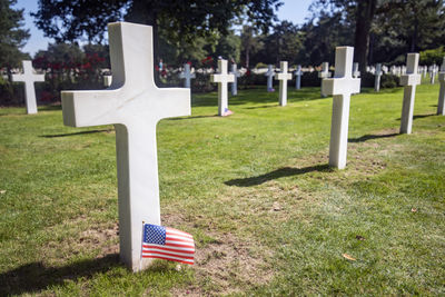 View of cross at cemetery