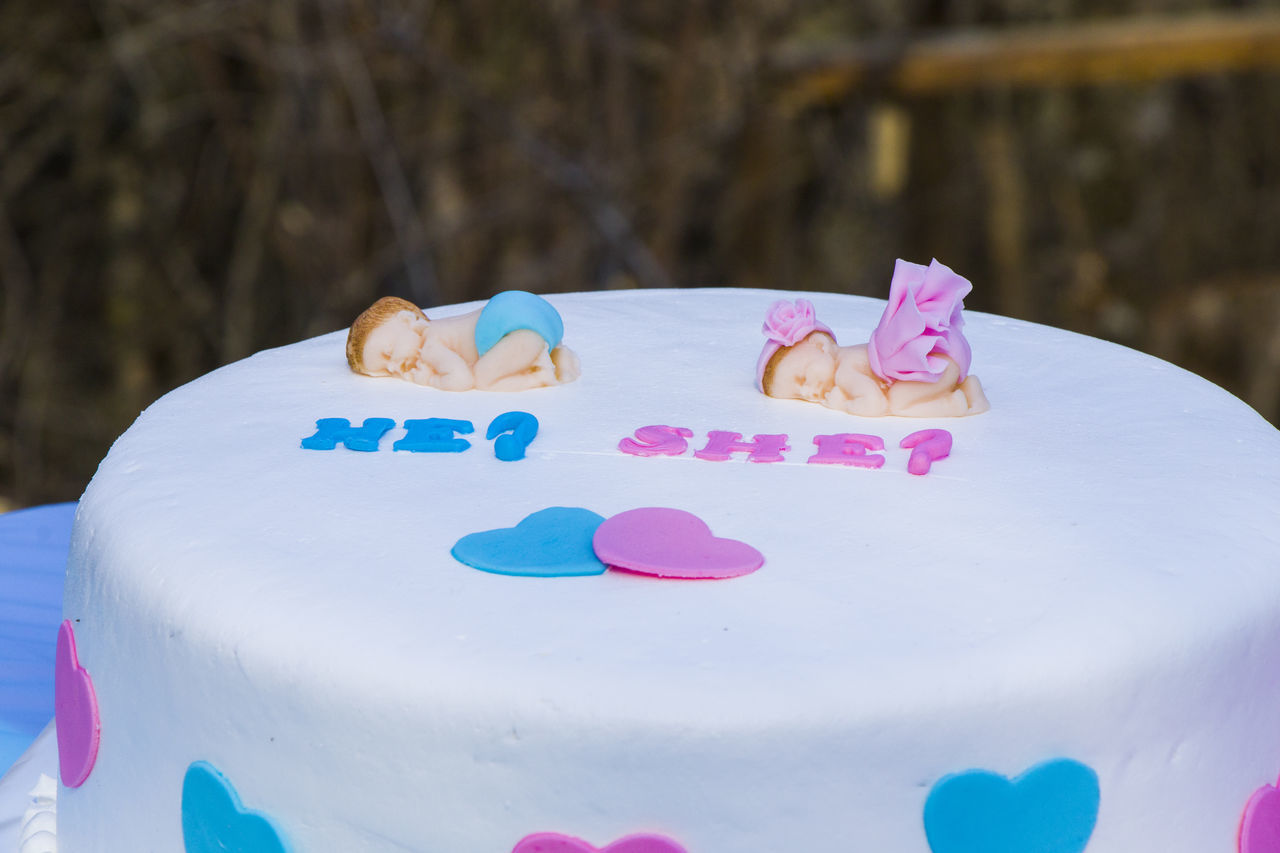 CLOSE-UP OF CAKE ON PINK ART