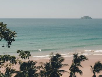 Scenic view of sea against clear sky