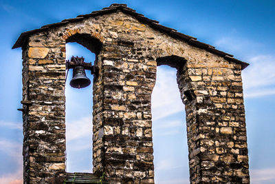 Low angle view of built structure against blue sky