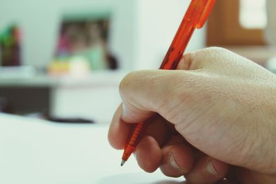 Close-up of hand holding pencils