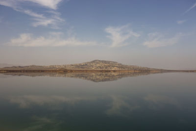 Scenic view of lake against sky