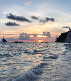 Scenic view of sea against sky during sunset