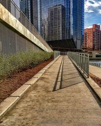 Footpath amidst buildings in city