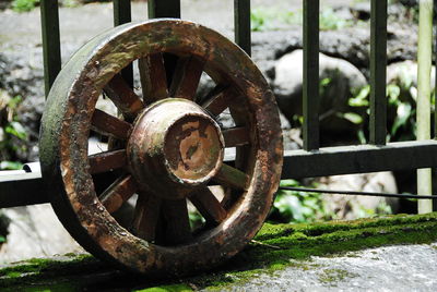 Close-up of rusty wheel