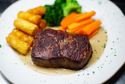 Close-up of meal served in plate