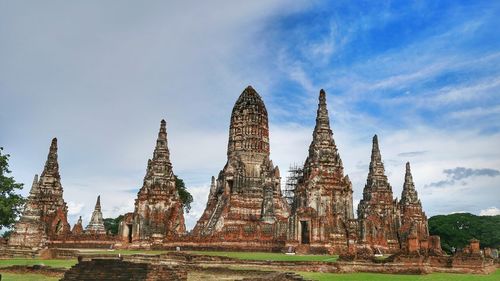Panoramic view of old temple building against sky