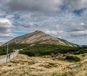 View to sniezka summit. kapracz, poland.