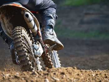 Debris on ground on a motocross track