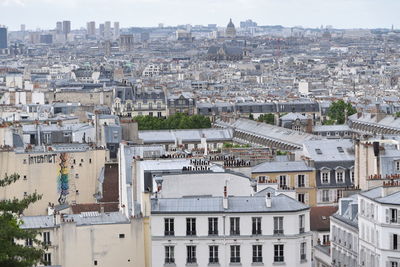 High angle view of buildings in city