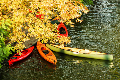 Boat in lake during autumn