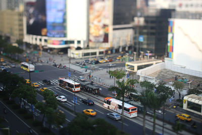 High angle view of traffic on city street