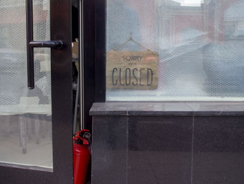 Text on glass window