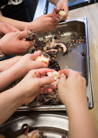Midsection of woman preparing food