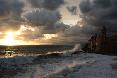 Scenic view of sea against sky during sunset