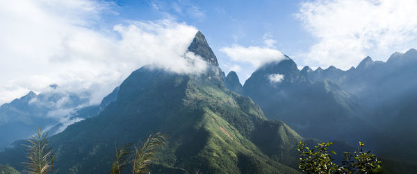 Panoramic view of mountains against sky