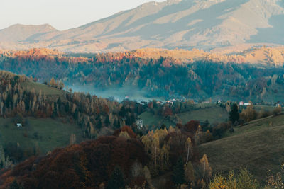 Panoramic view of landscape and mountains against sky