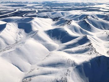 High angle view of snowcapped landscape