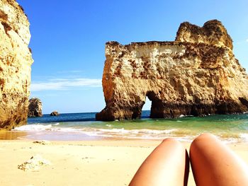 View of calm sea against blue sky