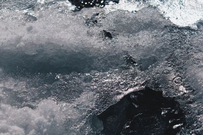 High angle view of frozen lake