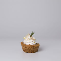 Close-up of cake against white background