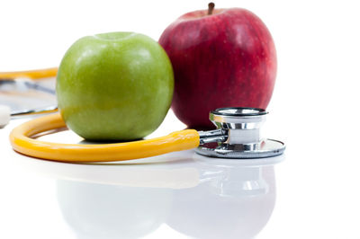 Close-up of apple against white background