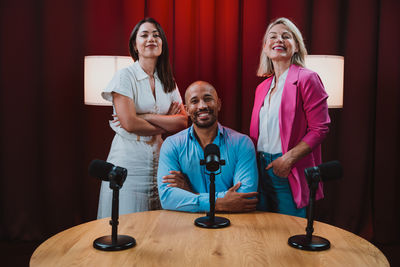 Friends working at gym