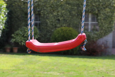 Empty swing in park