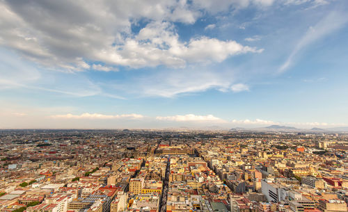 High angle shot of townscape against sky