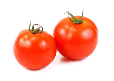 Close-up of tomatoes against white background