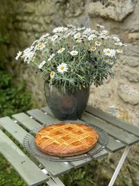 High angle view of food on table