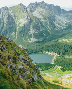 Scenic view of lake and mountains