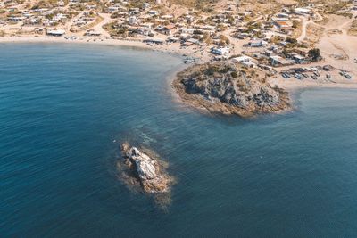 High angle view of rocks on beach