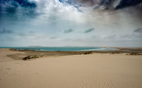 Scenic view of beach against sky