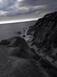 Scenic view of sea against cloudy sky