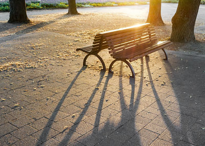 Empty bench in park