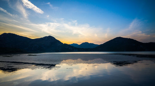 Scenic view of mountains at sunset
