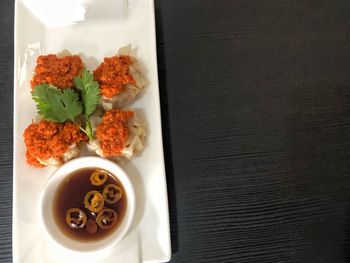 High angle view of food on table
